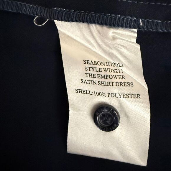 WILDFANG The Empower Satin Shirt Shift Dress Navy Blue, NWT! Size XL - Picture 8 of 9
